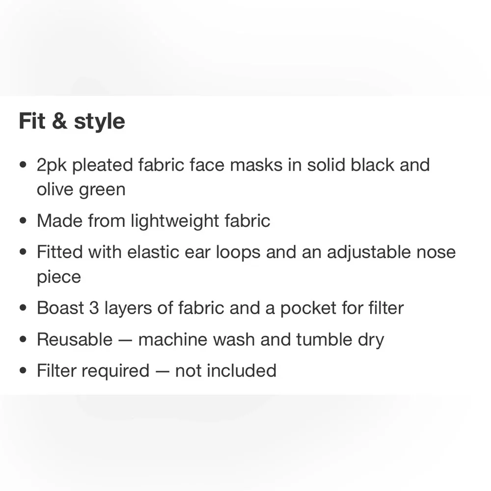 Bundle of 5 (2 packs) Adjustable Material Face Masks - Wild Fable Black/…